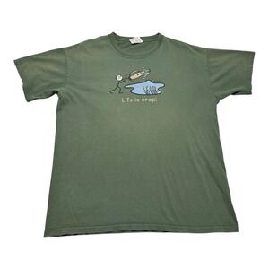 Vintage 2000s Life is Crap Golfing Green Faded 100% Cotton Shirt Men's Large